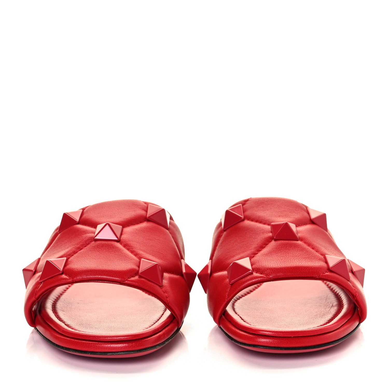 Valentino Garavani Nappa Monochrome Roman Stud Flat Slide Sandals 37.5 Rouge Pur 6 of 44