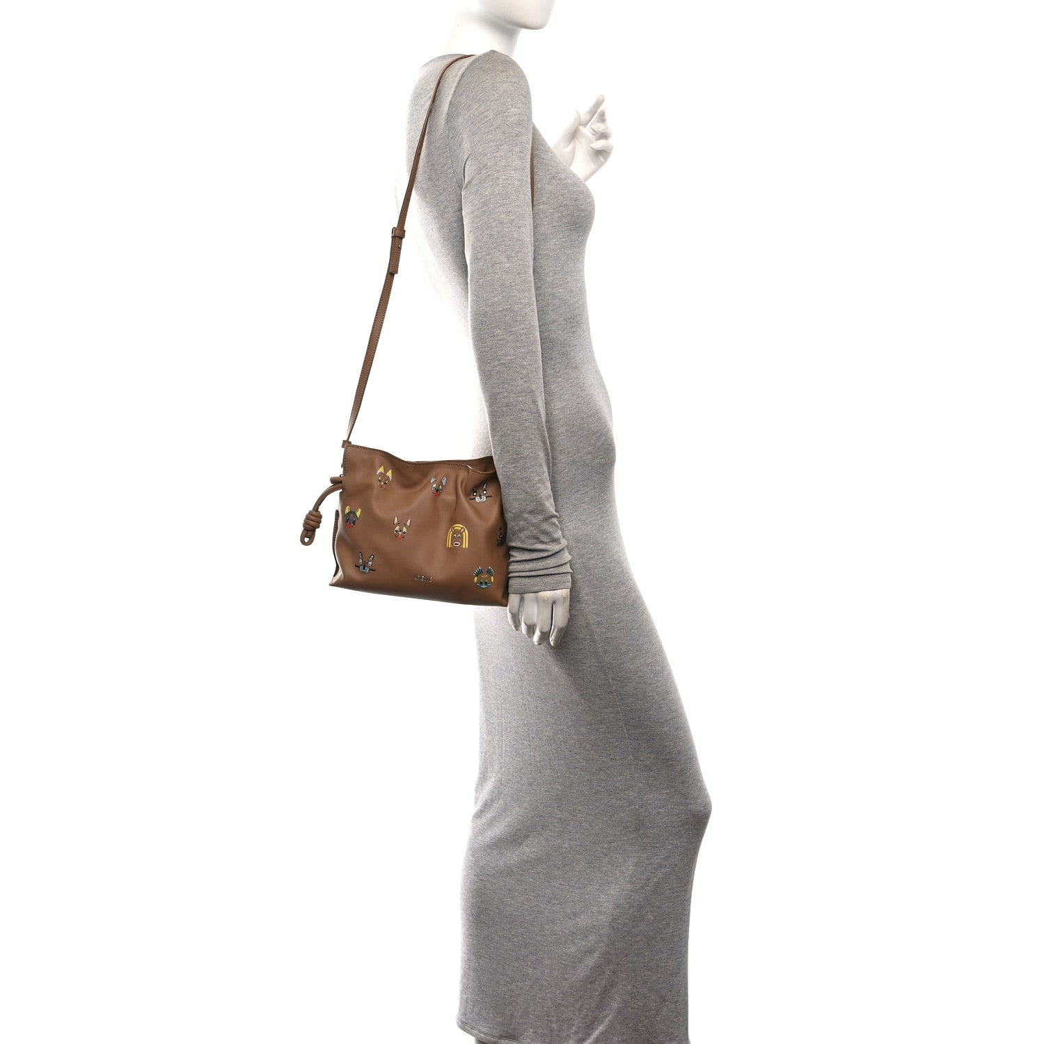 Loewe X Louis Wain Smooth Calfskin Futurist Cats Mini Flamenco Knot Clutch Mocha 2 of 9