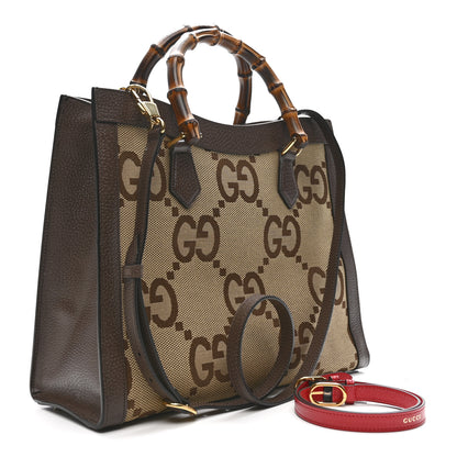 Gucci Monogram Jumbo GG Textured Dollar Calfskin  Medium Diana Tote Bag Camel Ebony New Acero Pomegranate Red 3 of 13
