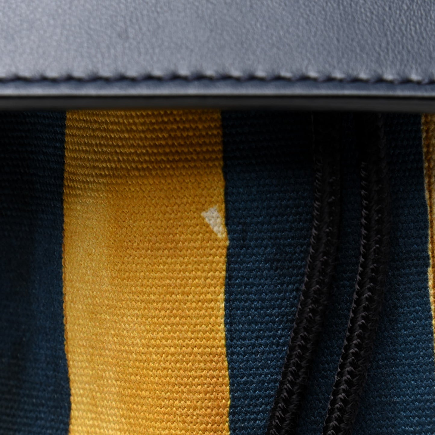 Canvas Calfskin Striped Drawstring Backpack Midnight Blue Yellow