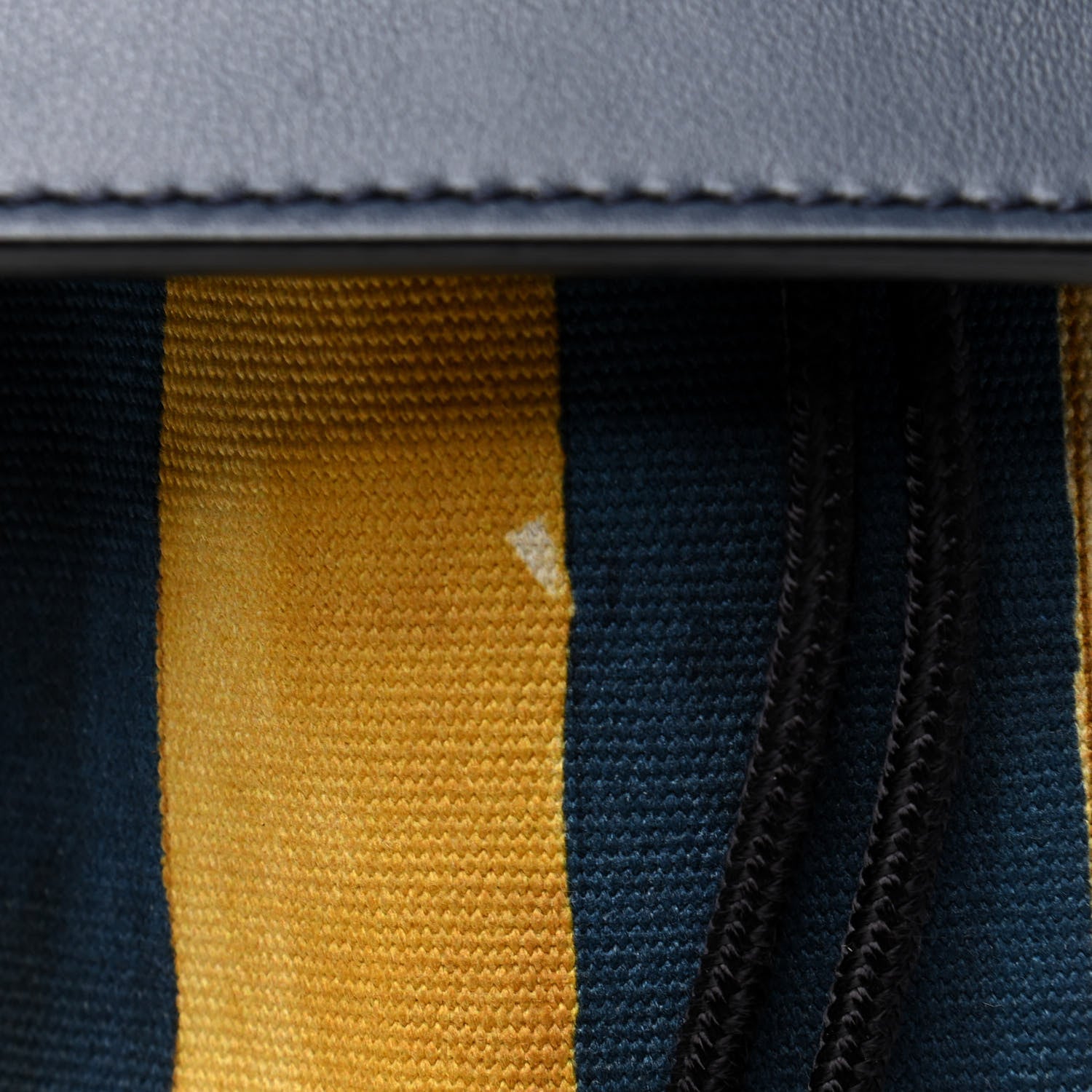 Fendi Canvas Calfskin Striped Drawstring Backpack Midnight Blue Yellow 9 of 9