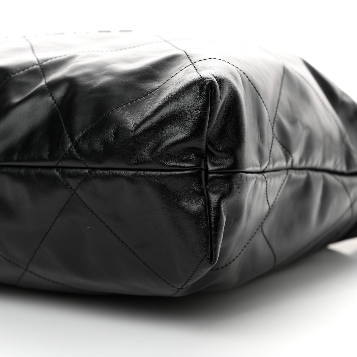 Shiny Calfskin Quilted Large Chanel 22 Black
