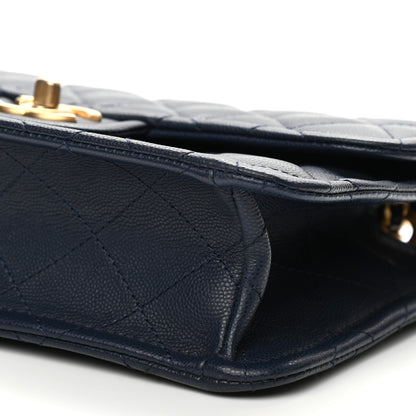 Chanel Caviar Quilted Medium Sweet Classic Flap Navy Blue 10 of 13