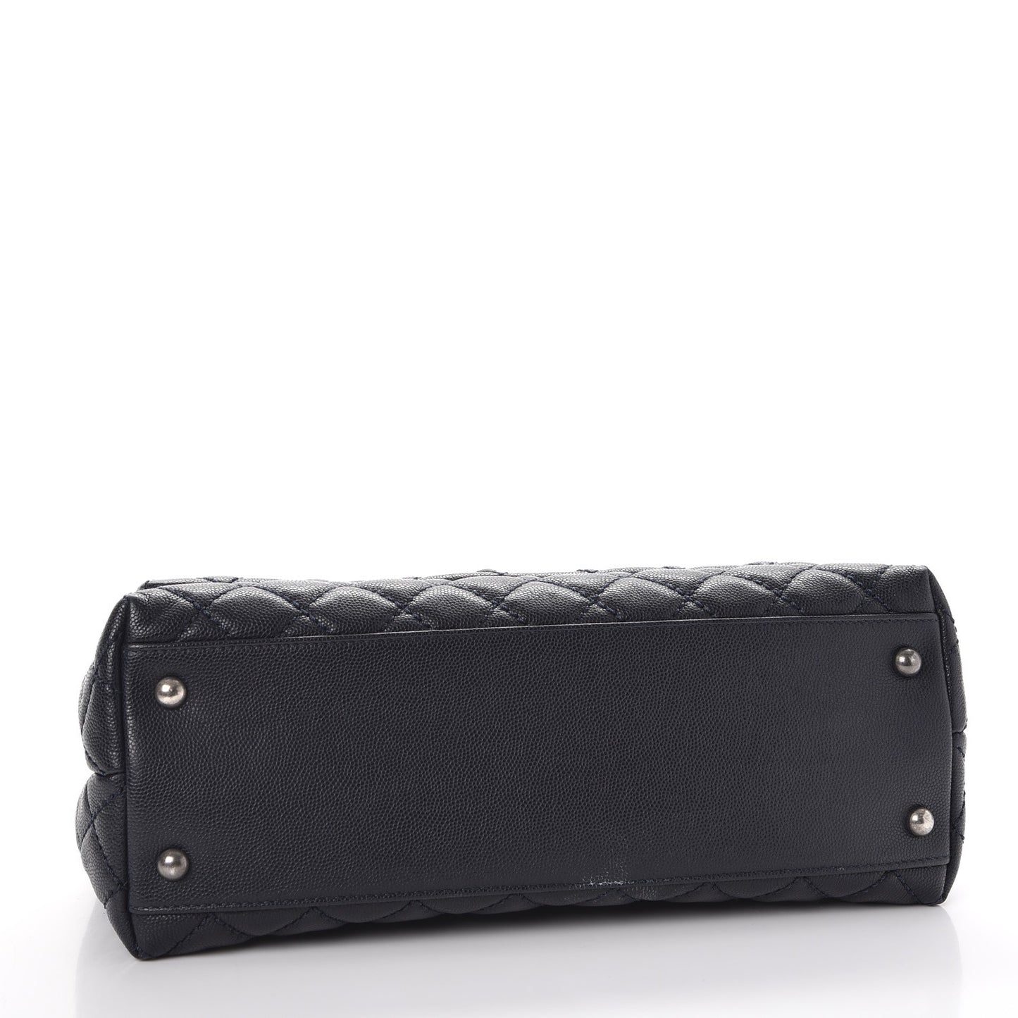 Caviar Lizard Quilted Small Coco Handle Flap Navy