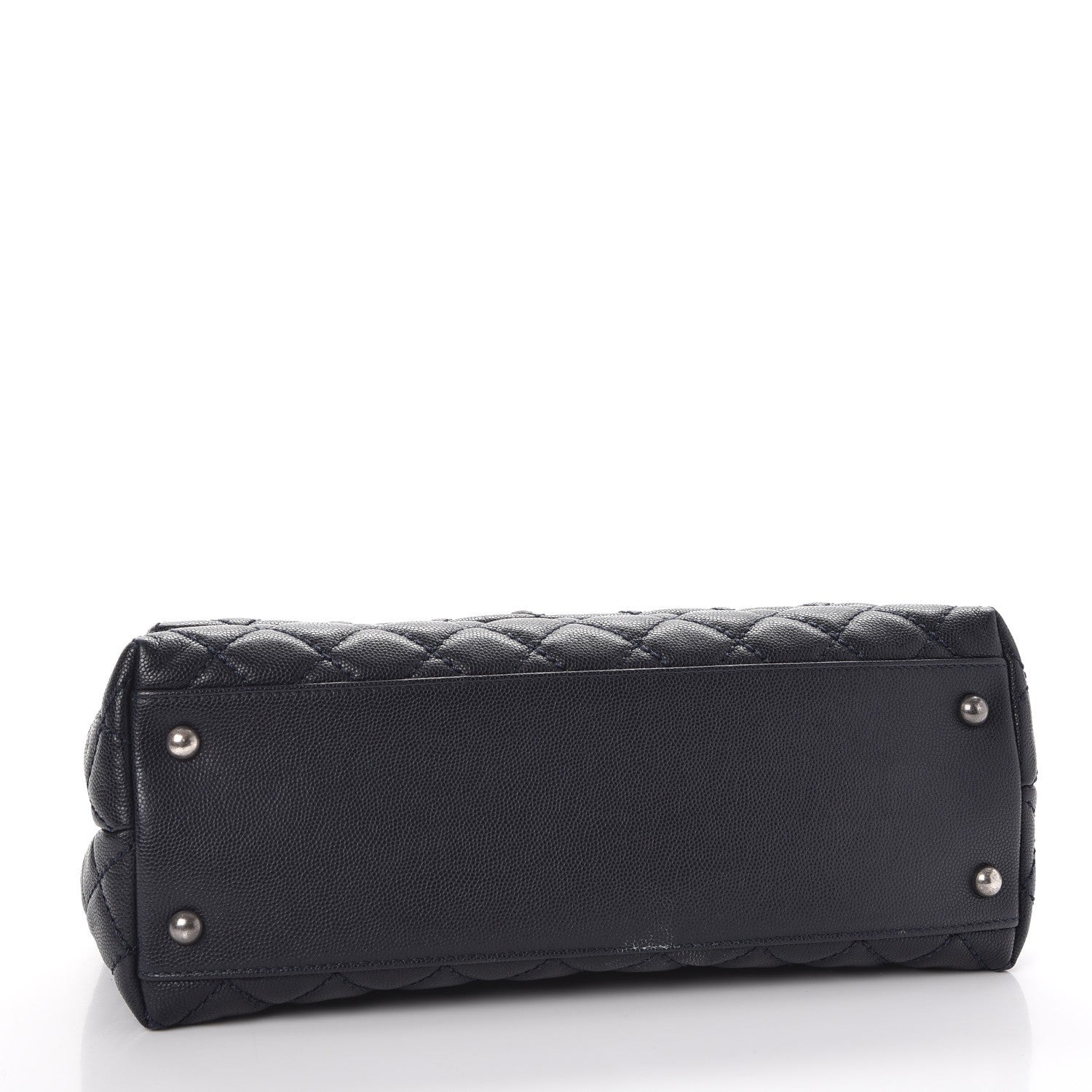 Chanel Caviar Lizard Quilted Small Coco Handle Flap Navy 4 of 9