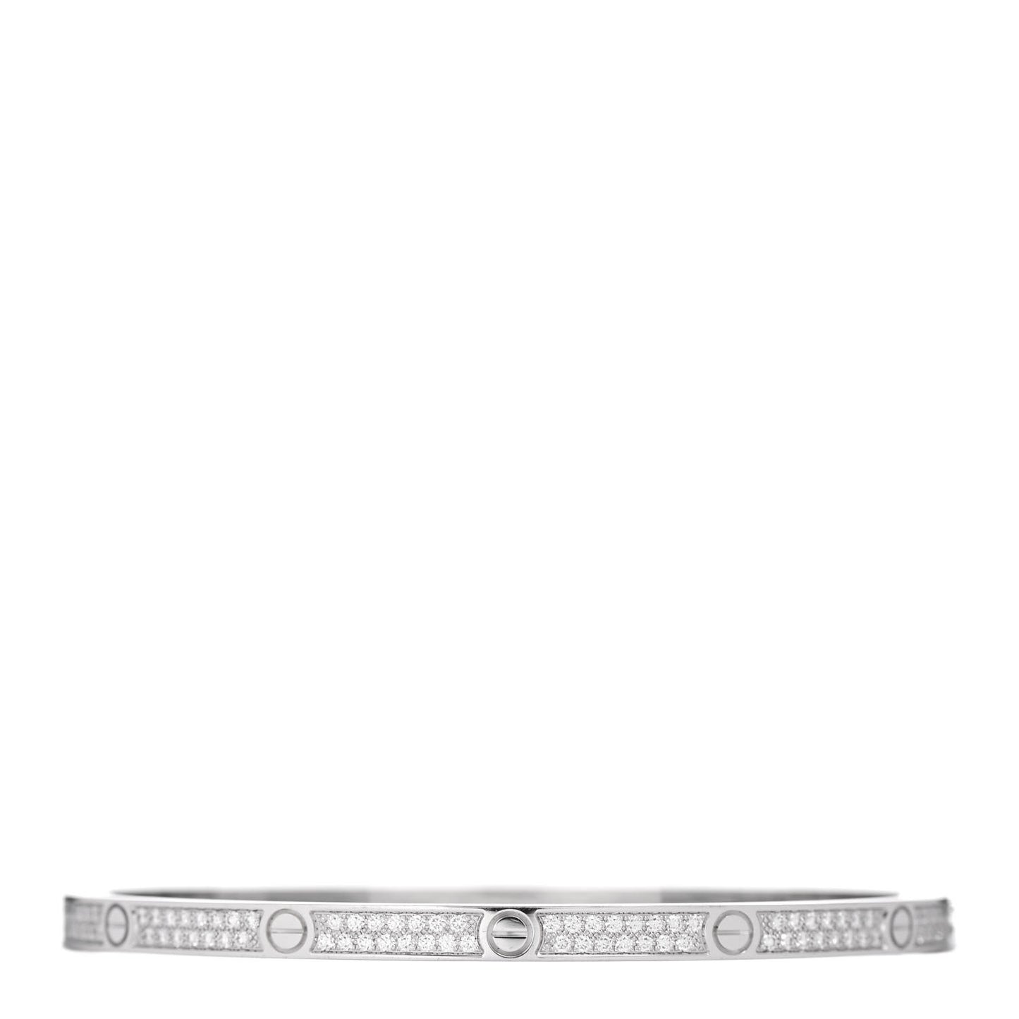 18K White Gold Diamond Small LOVE Paved Bracelet 17