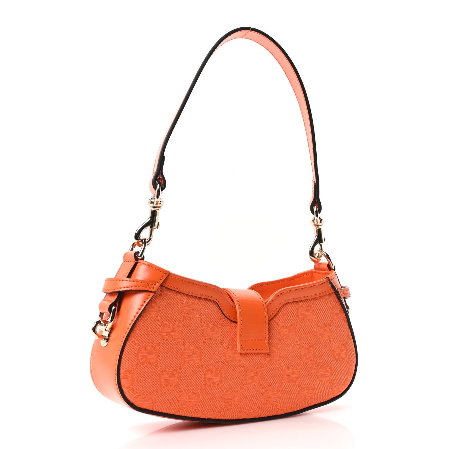 Calfskin Monogram Mini Moon Side Shoulder Bag Orange