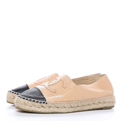 Chanel Lambskin CC Espadrilles 36 Beige Black 3 of 12