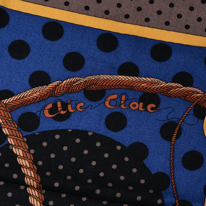 Hermes Cashmere Silk Clic Clac A Pois Shawl 140 Noir Bleu Ebene 4 of 7