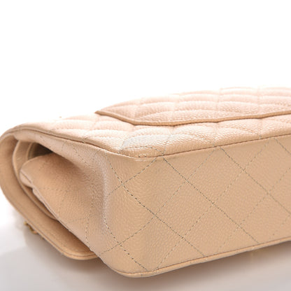 Chanel Caviar Quilted Medium Double Flap Beige Clair 14 of 16