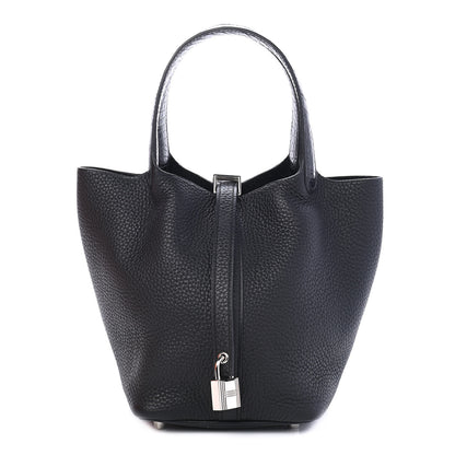 Hermes Taurillon Clemence Matte Alligator Picotin Lock Touch 18 PM Black 1 of 9