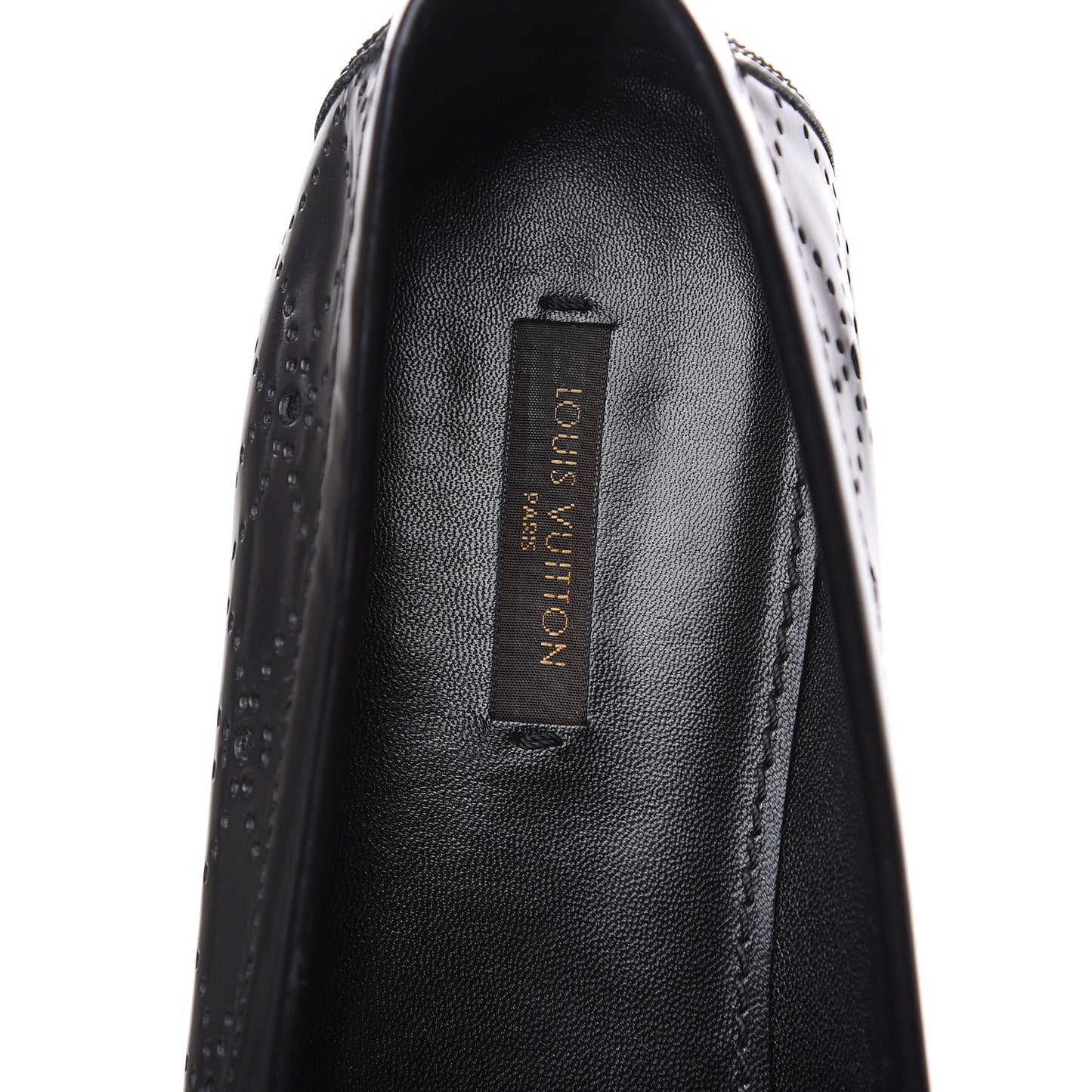 Glazed Calfskin Perforated Loafers 40 Black