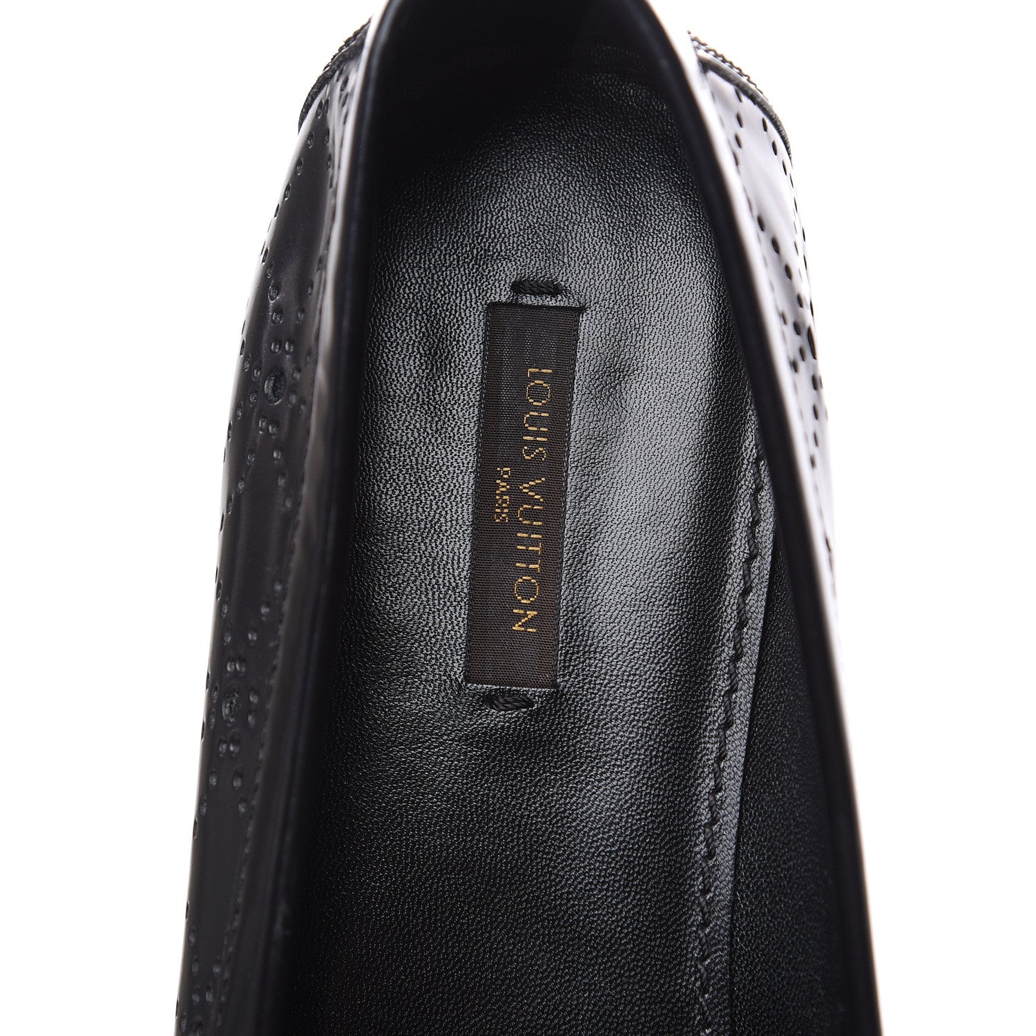 Louis Vuitton Glazed Calfskin Perforated Loafers 40 Black 8 of 10