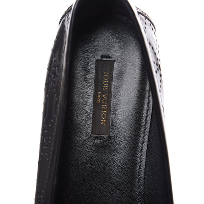 Louis Vuitton Glazed Calfskin Perforated Loafers 40 Black 8 of 10
