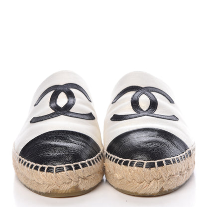 Chanel Iridescent Goatskin CC Espadrille Mules 36 Ivory Black 2 of 13