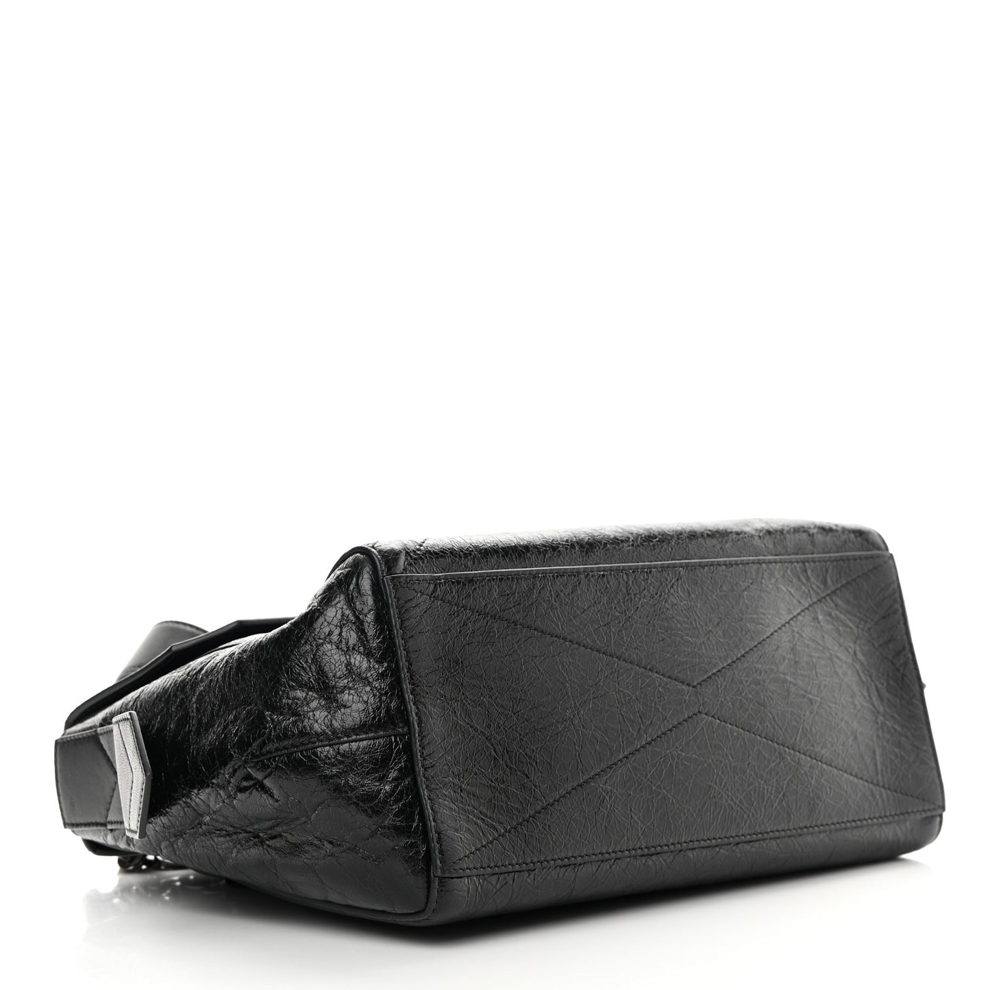 Creased Patent Calfskin Medium ID Flap Black