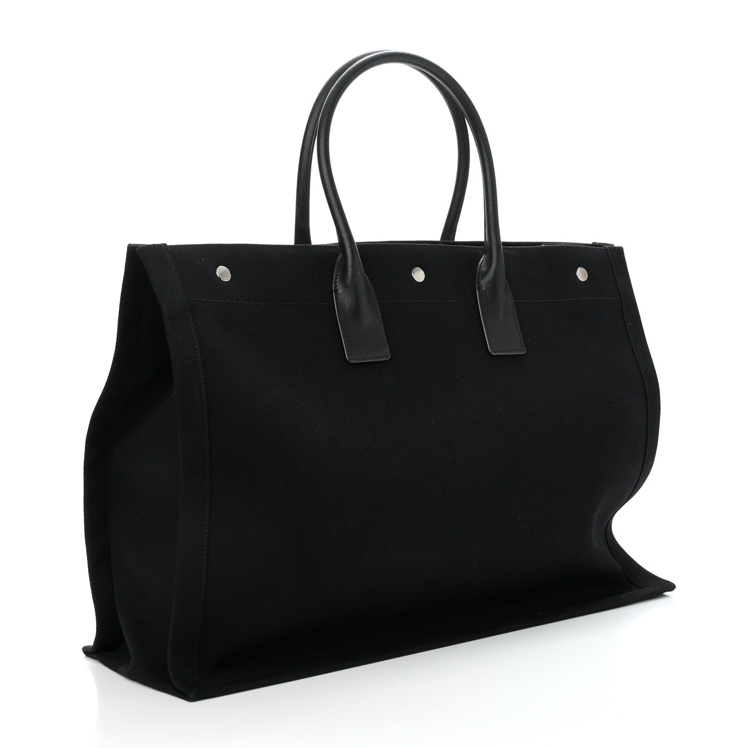 Saint Laurent Linen Calfskin Rive Gauche Tote Black 3 of 9