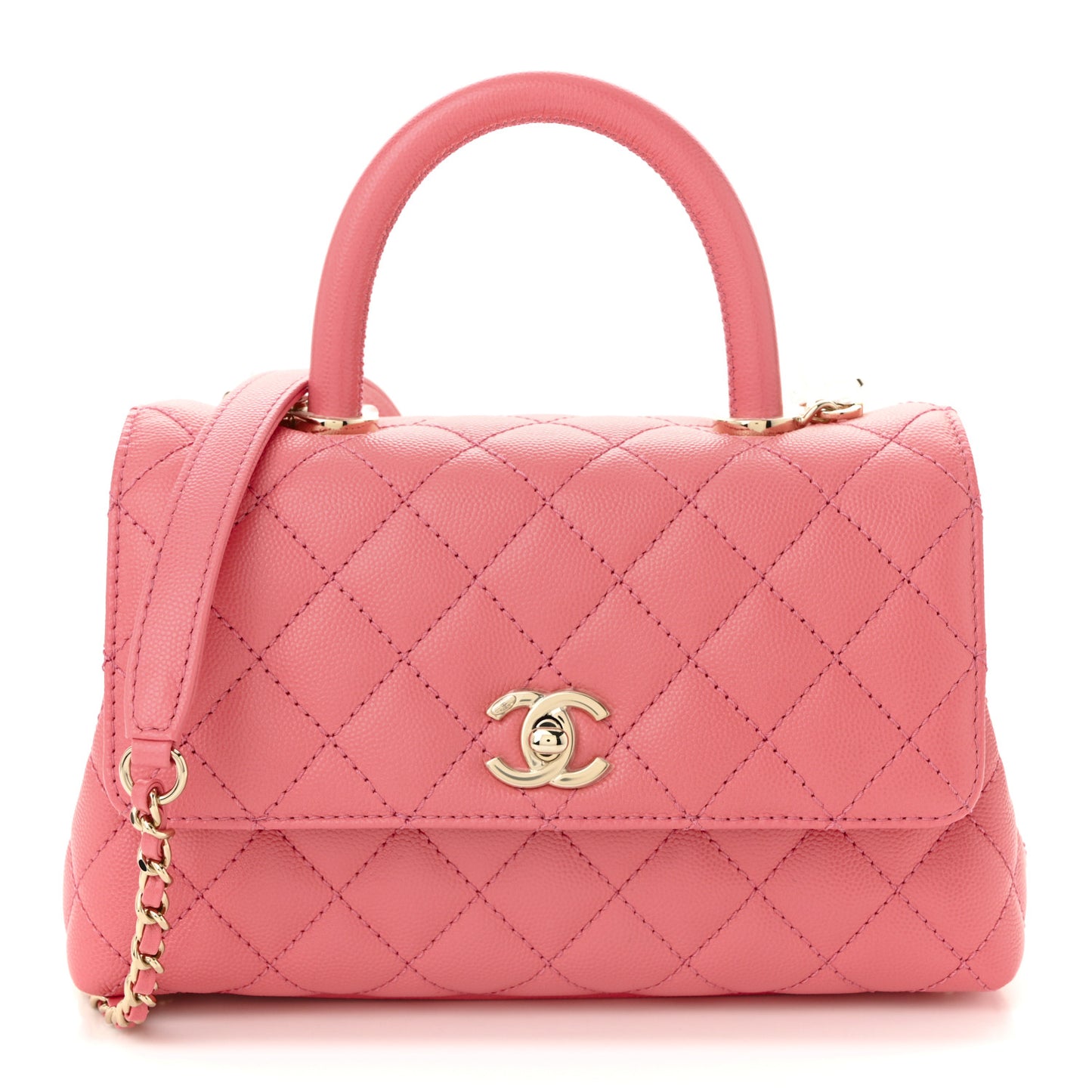 Caviar Quilted Mini Coco Handle Flap Pink