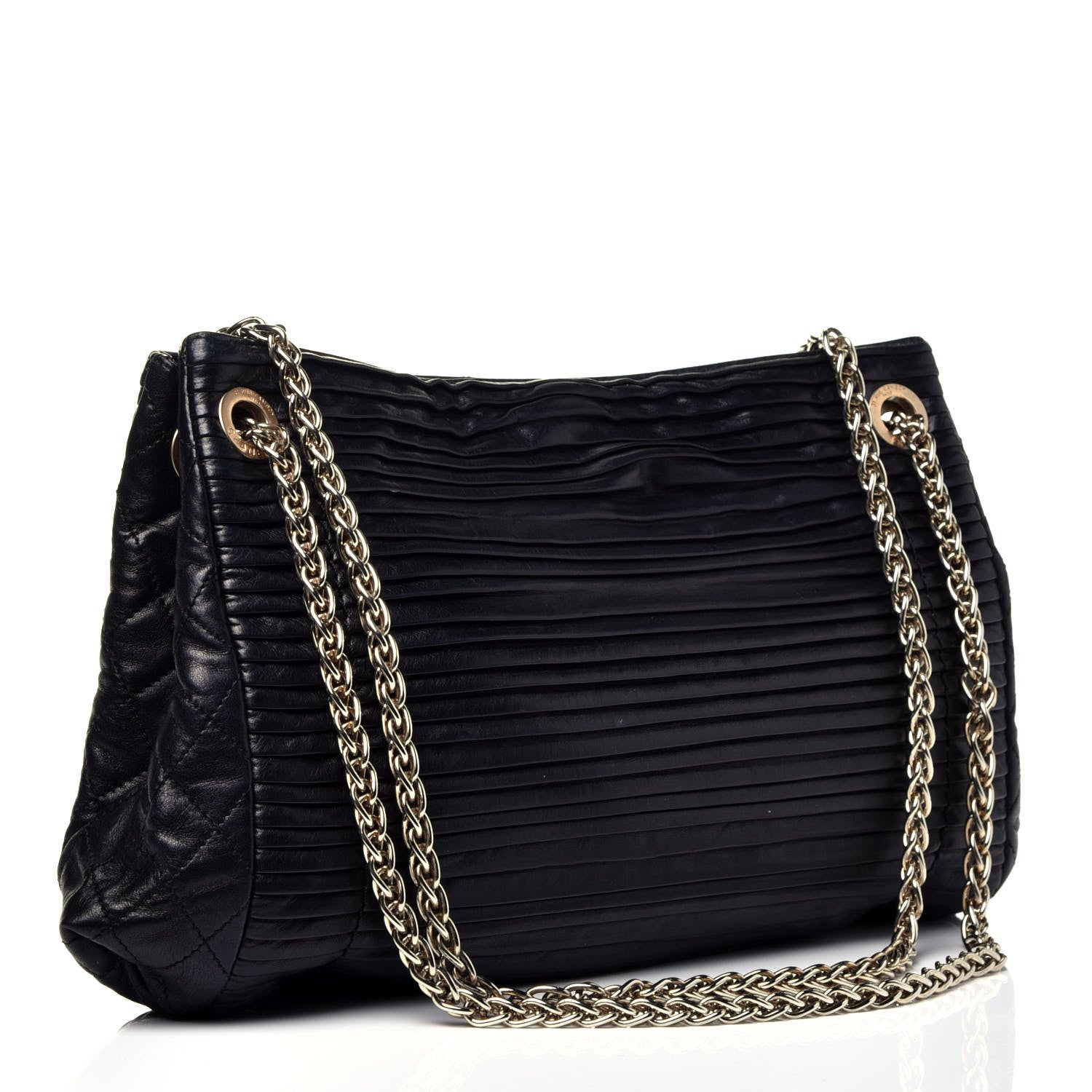 Chanel Lambskin Pleated Shoulder Bag Black 3 of 8