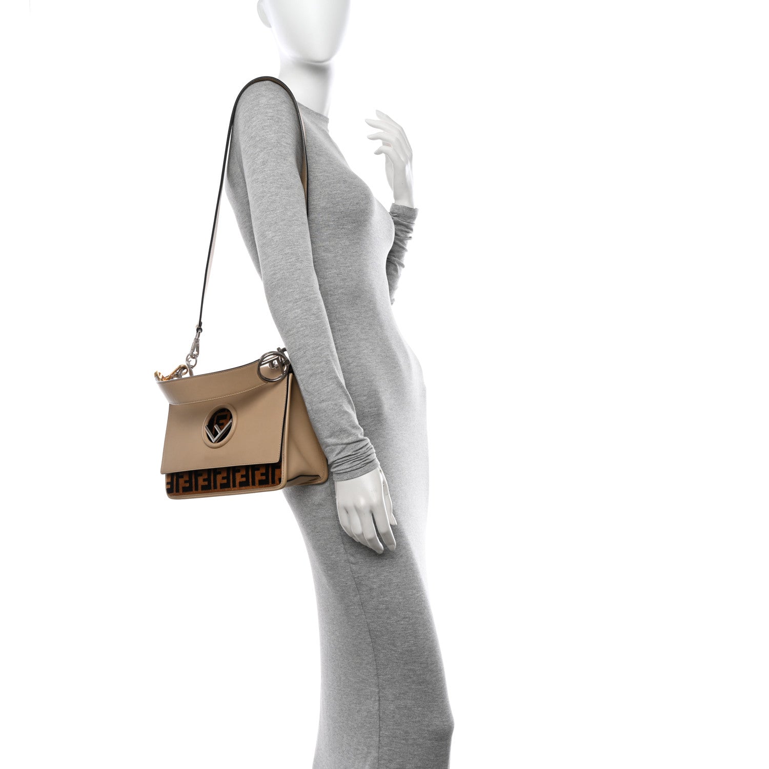 Fendi Vitello Century Velvet F is Fendi FF Kan I Shoulder Bag Tobacco Amido 2 of 14