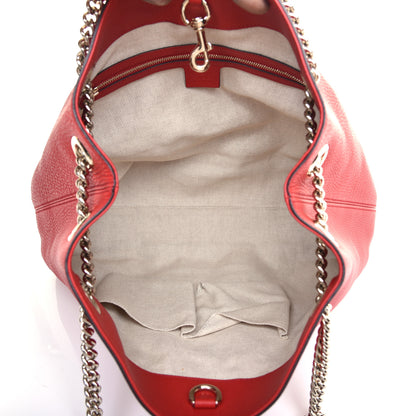 Gucci Pebbled Calfskin Medium Soho Chain Shoulder Bag Tabasco Red 5 of 9