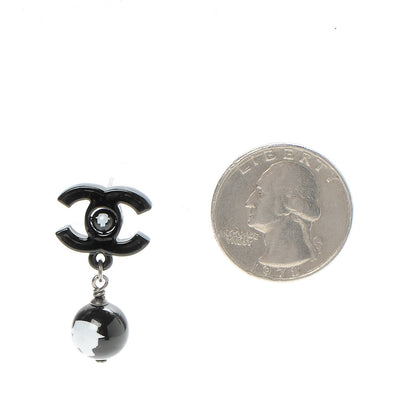 Chanel Enamel Bead CC Coco Drop Earrings Black 2 of 7
