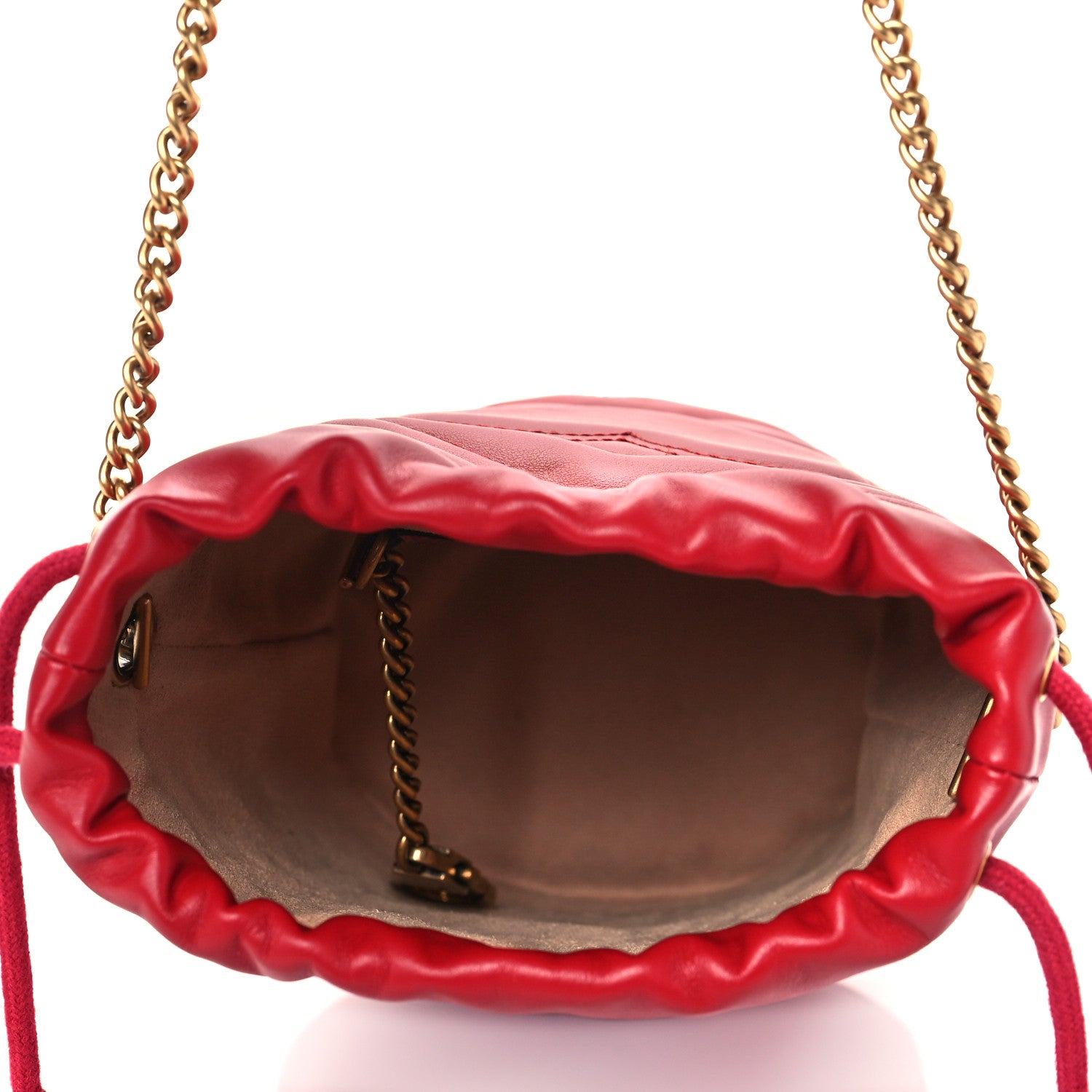 Gucci Calfskin Matelasse Mini GG Marmont 2.0 Bucket Bag Hibiscus Red 5 of 9