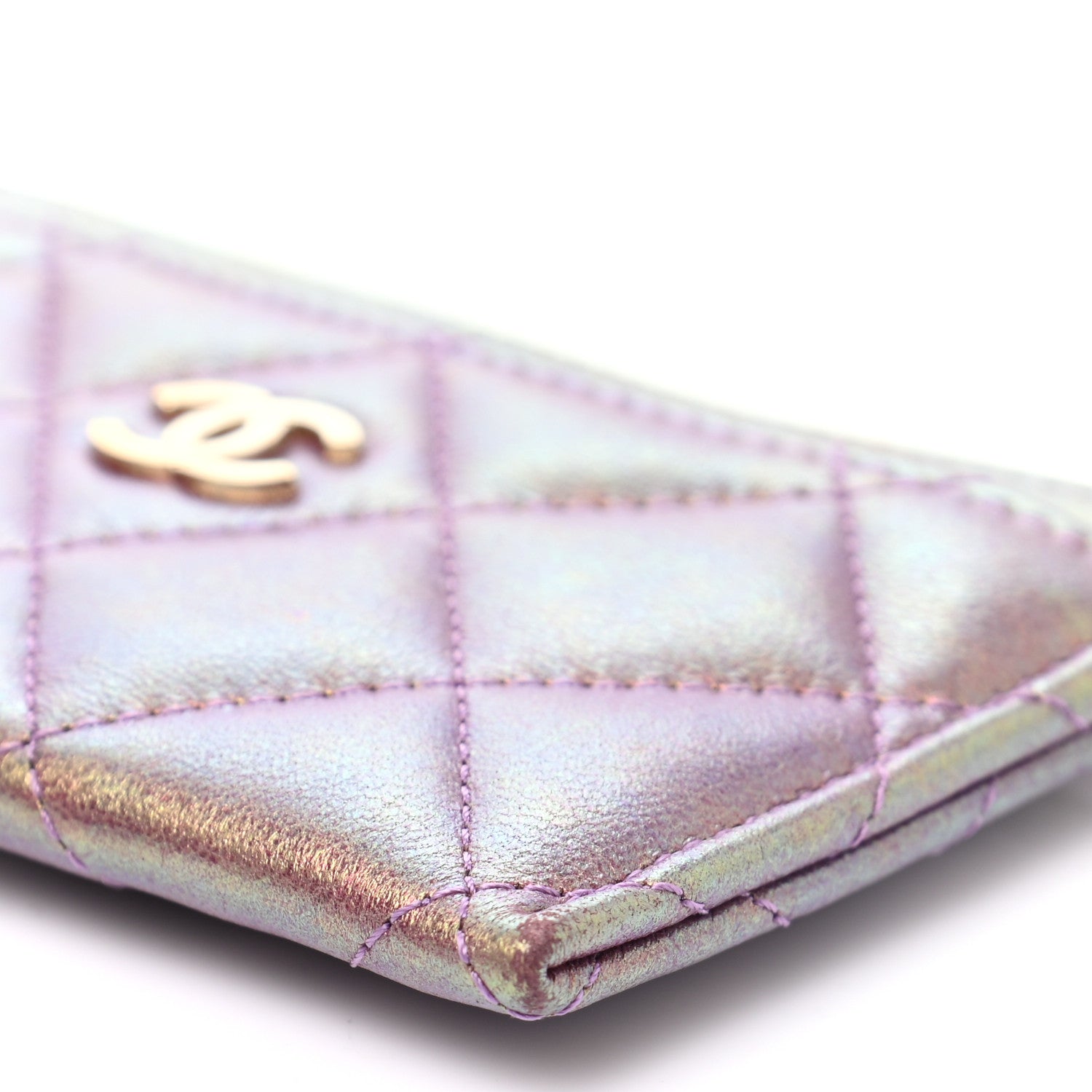 Chanel Iridescent Lambskin Quilted Card Holder Purple 19 of 24