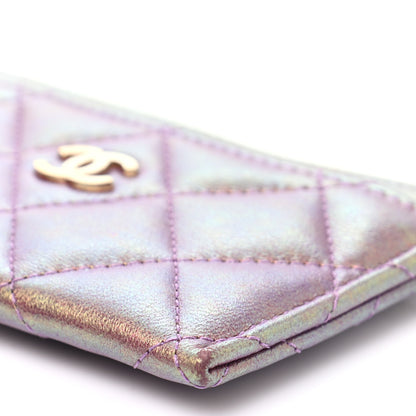 Chanel Iridescent Lambskin Quilted Card Holder Purple 19 of 24