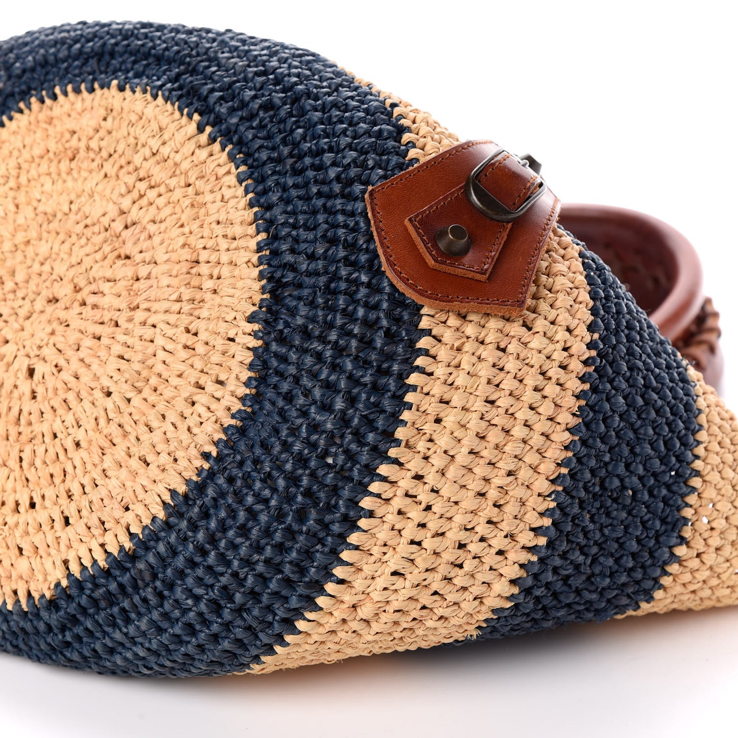Raffia Calfskin Panier Basket Tote Black Natural