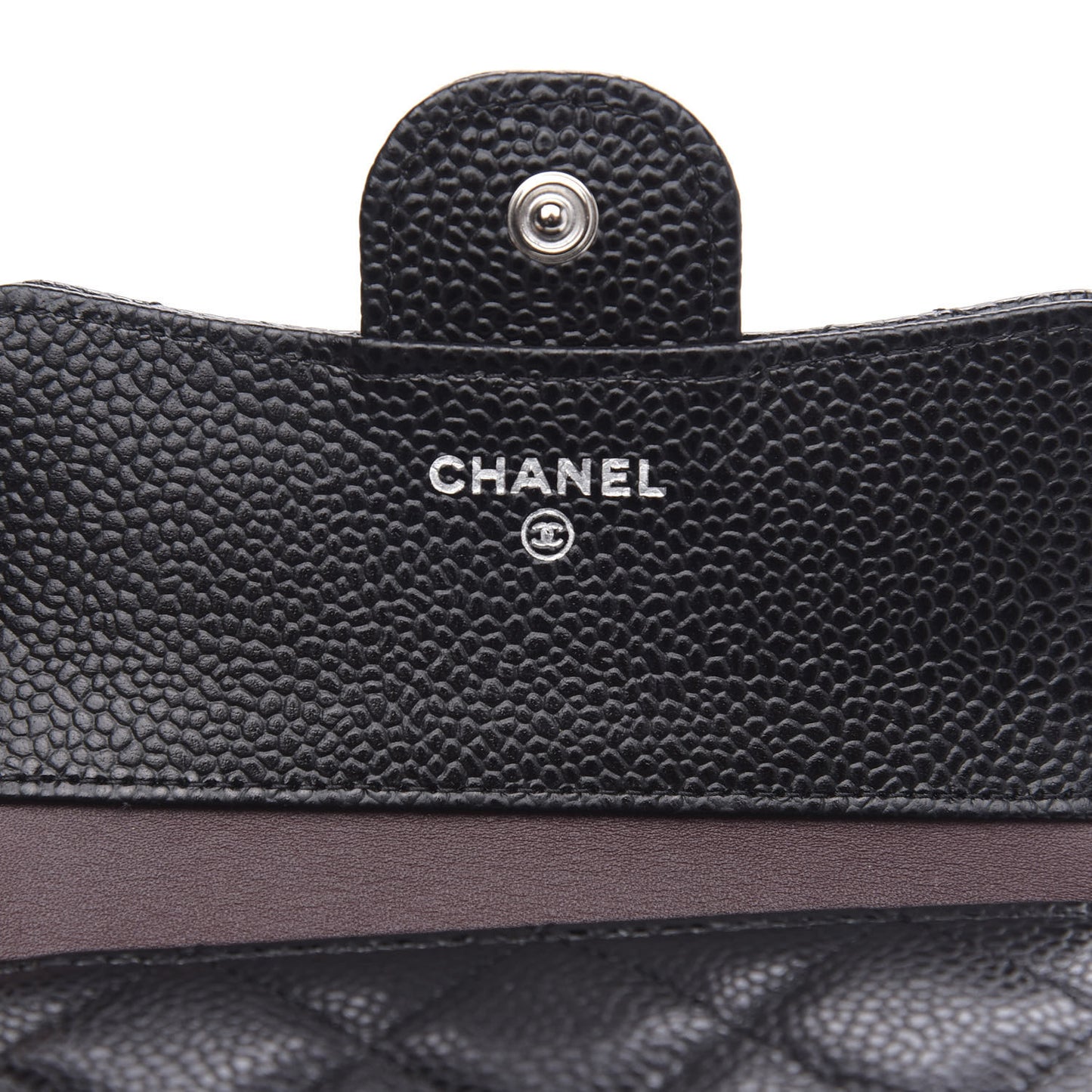 Caviar Quilted Compact Flap Wallet Black