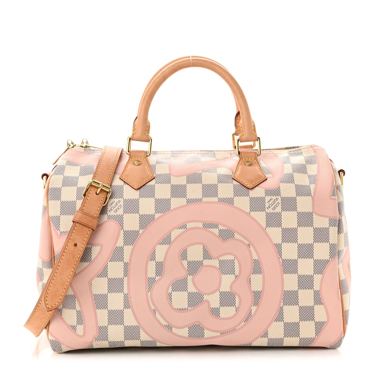 Louis Vuitton Damier Azur Tahitienne Speedy Bandouliere 30 Rose Ballerine 1 of 13