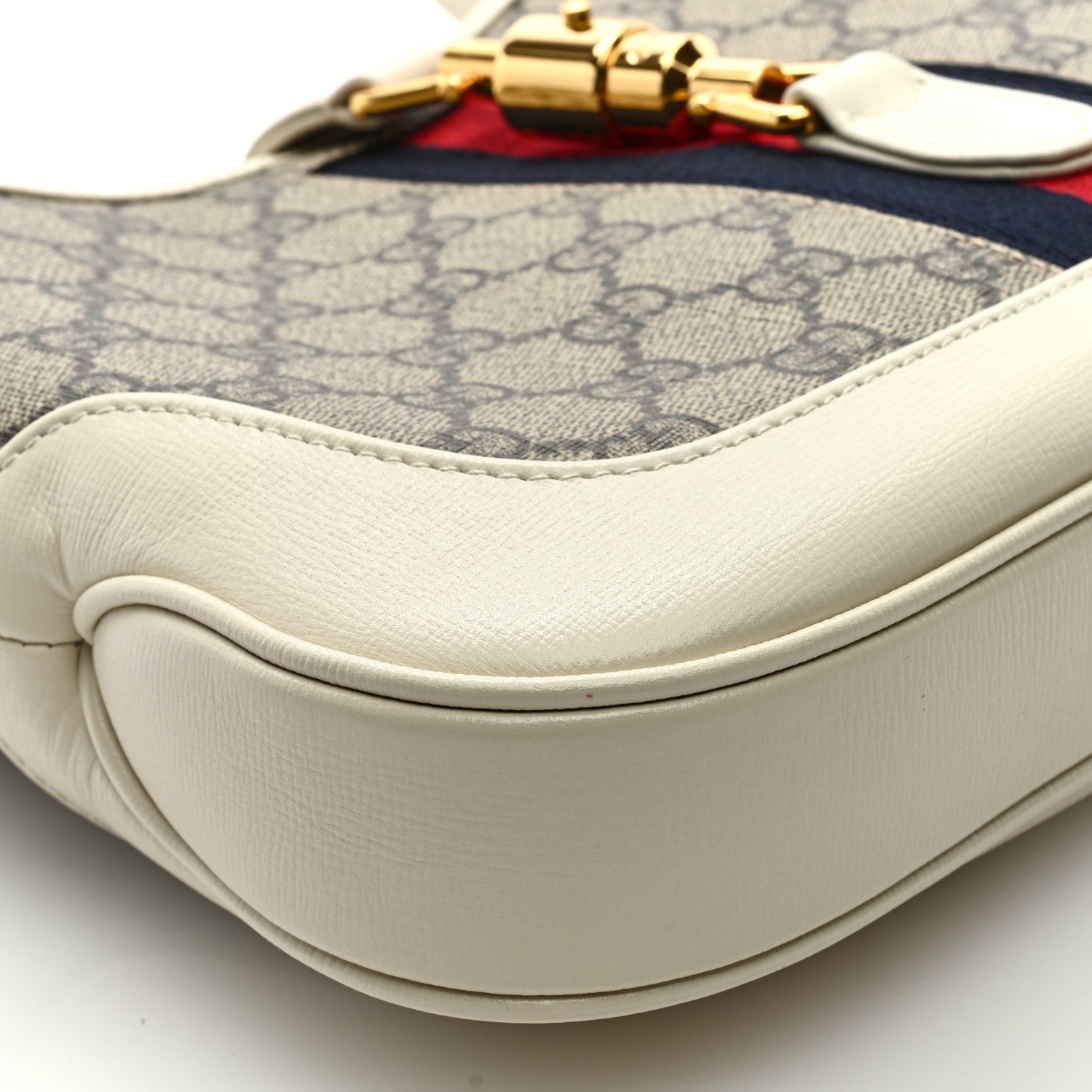 Gucci GG Supreme Monogram Azalea Calfskin Web Small Jackie 1961 Hobo Beige Ebony Mystic White 8 of 9