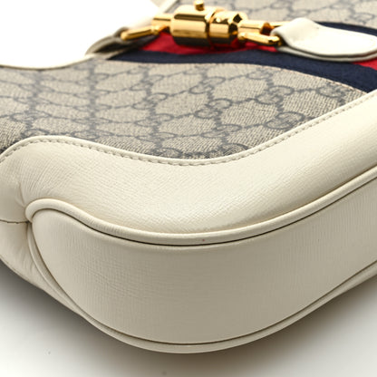 Gucci GG Supreme Monogram Azalea Calfskin Web Small Jackie 1961 Hobo Beige Ebony Mystic White 8 of 9