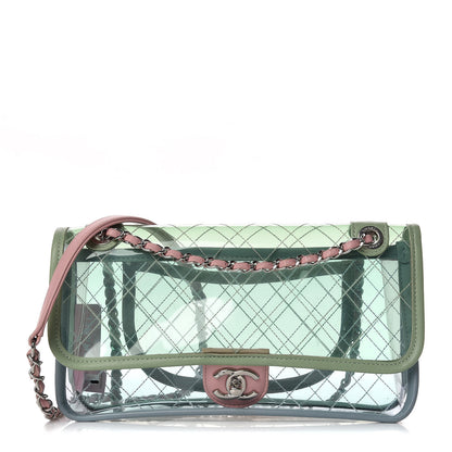 Chanel Lambskin PVC Quilted Medium Coco Splash Flap Blue Green 1 of 9