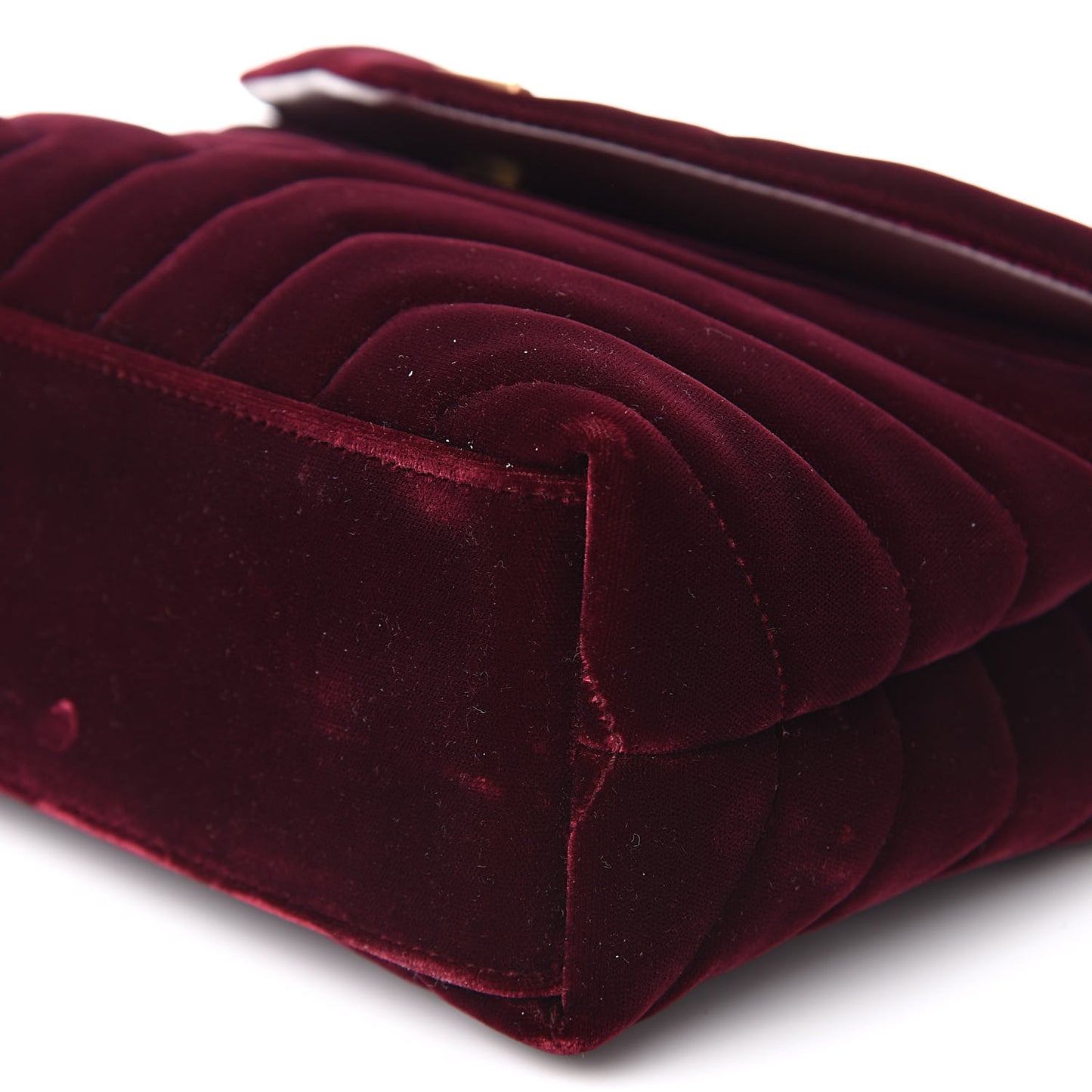 Velvet Y Quilted Monogram Small Loulou Chain Satchel Burgundy