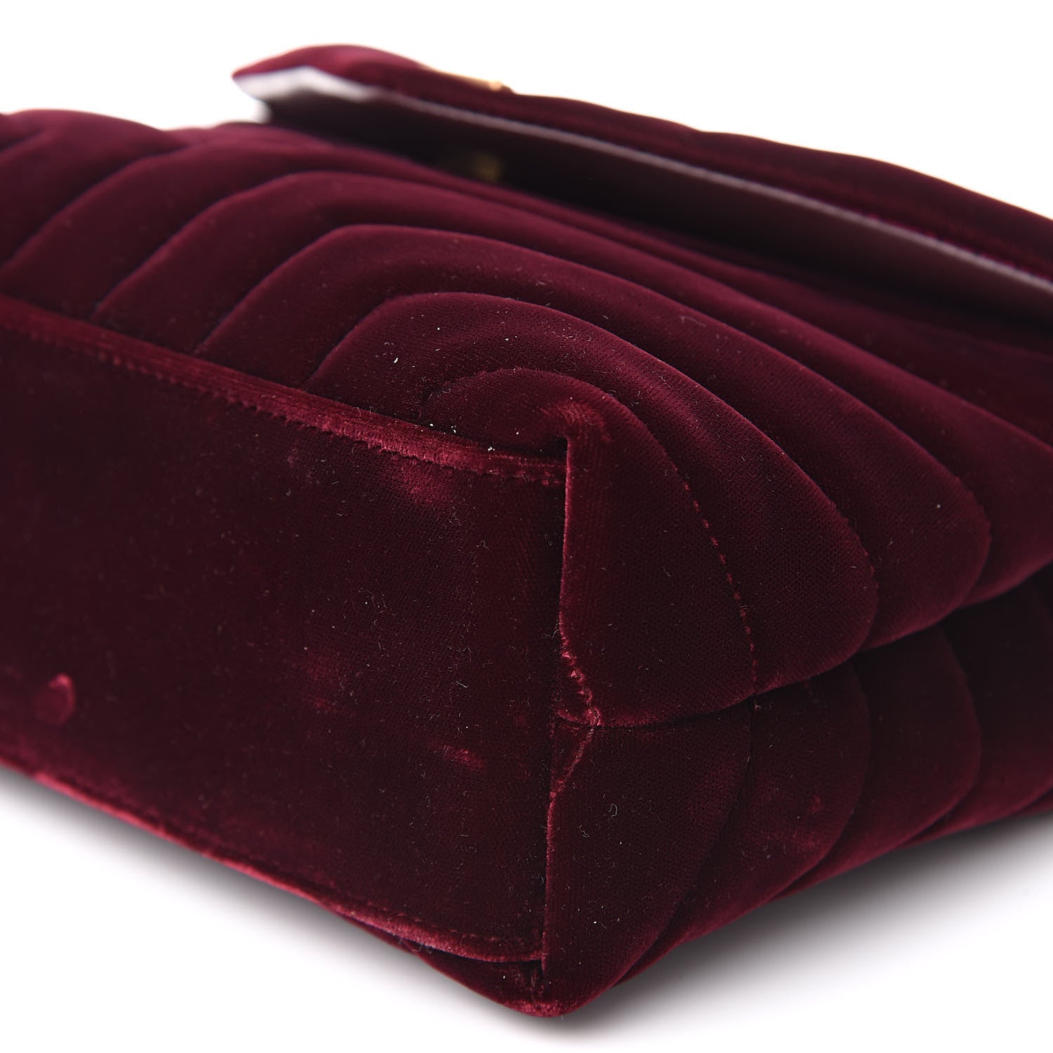 Saint Laurent Velvet Y Quilted Monogram Small Loulou Chain Satchel Burgundy 9 of 11