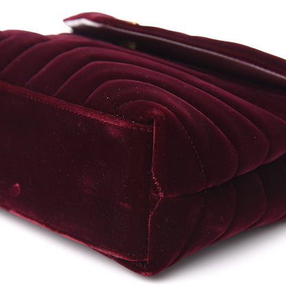 Saint Laurent Velvet Y Quilted Monogram Small Loulou Chain Satchel Burgundy 9 of 11