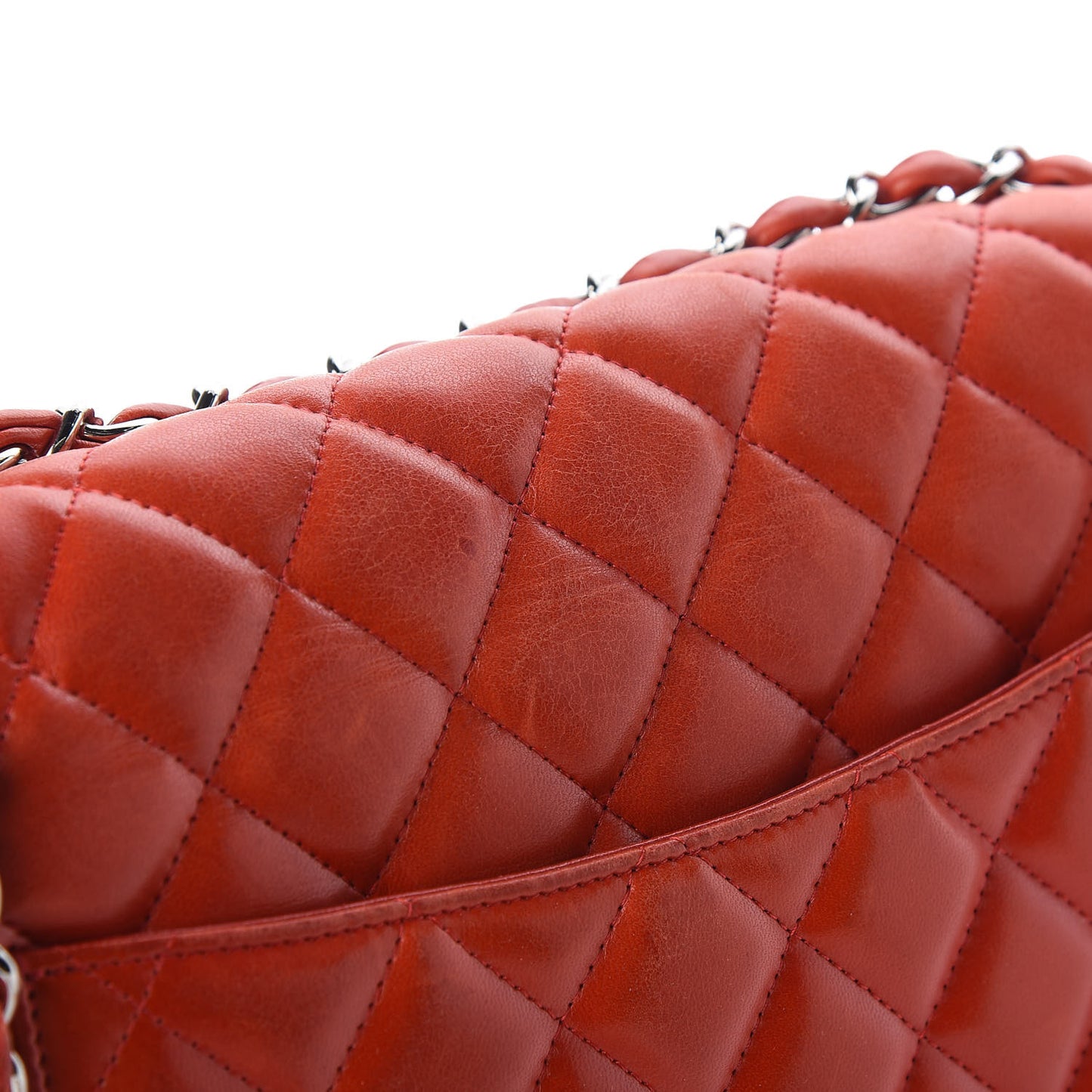Lambskin Quilted Jumbo Double Flap Red