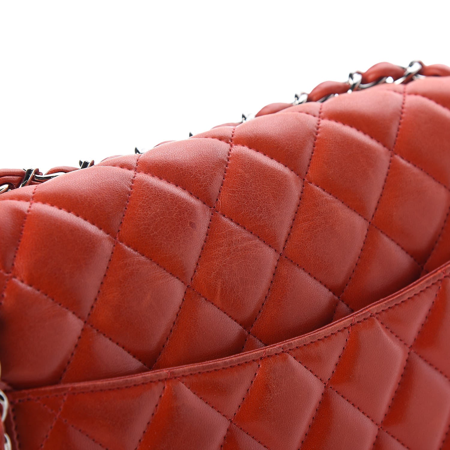 Chanel Lambskin Quilted Jumbo Double Flap Red 14 of 15