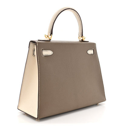 Hermes Chevre Mysore Horseshoe Kelly Sellier 25 Gris Asphalte Craie 3 of 12