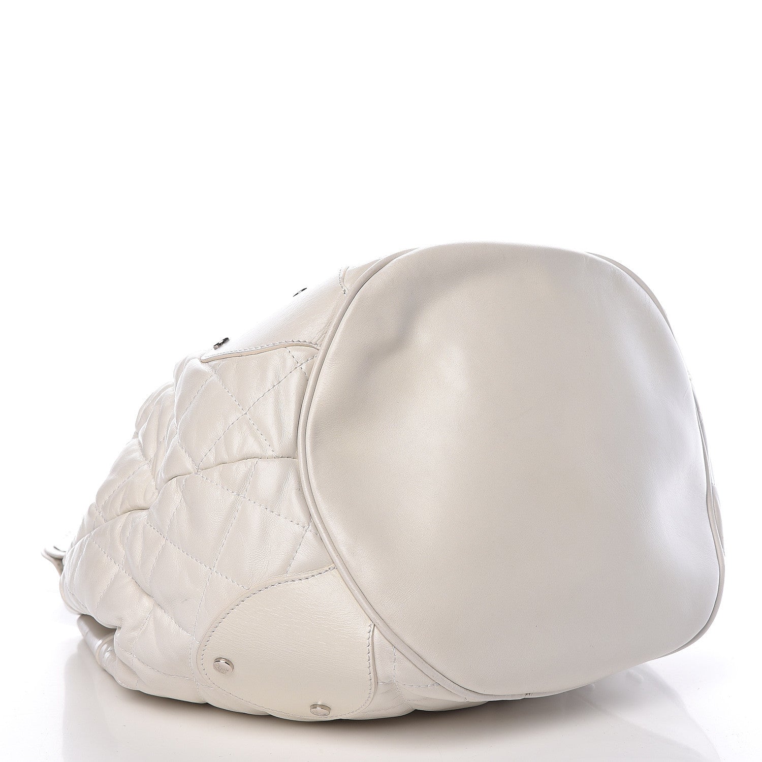 Burberry Calfskin Quilted Bucket Shoulder Bag White 4 of 20