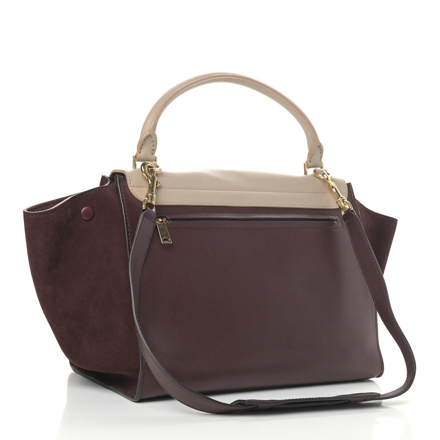Smooth Calfskin Suede Medium Bi-Color Trapeze Burgundy