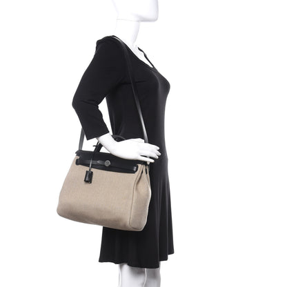 Hermes Military Toile Vache Hunter Herbag Zip Retourne 31 PM Ficelle Black 2 of 15