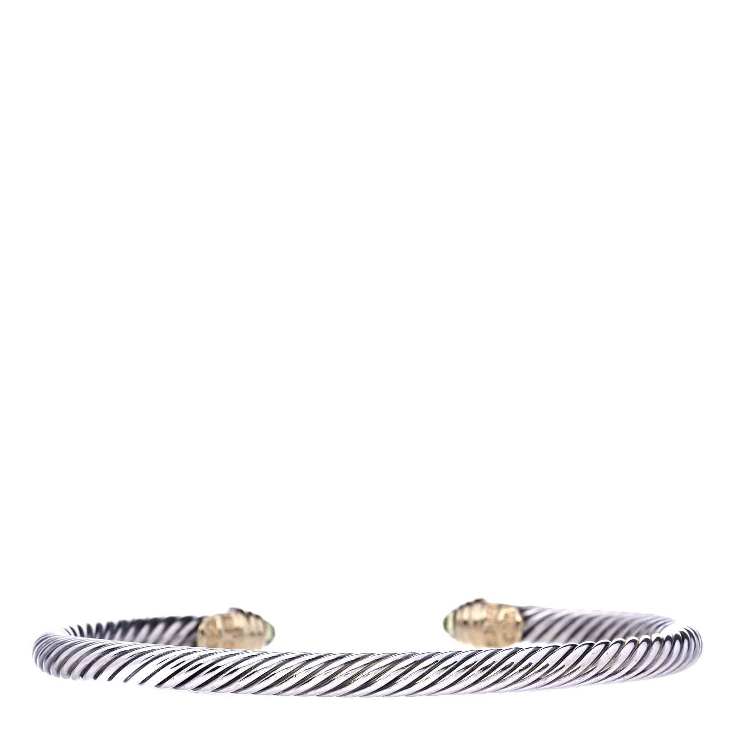 David Yurman Sterling Silver 14K Yellow Gold Peridot 4mm Cable Kids Birthstone Bracelet 3 of 6