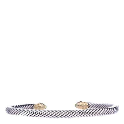 David Yurman Sterling Silver 14K Yellow Gold Peridot 4mm Cable Kids Birthstone Bracelet 3 of 6