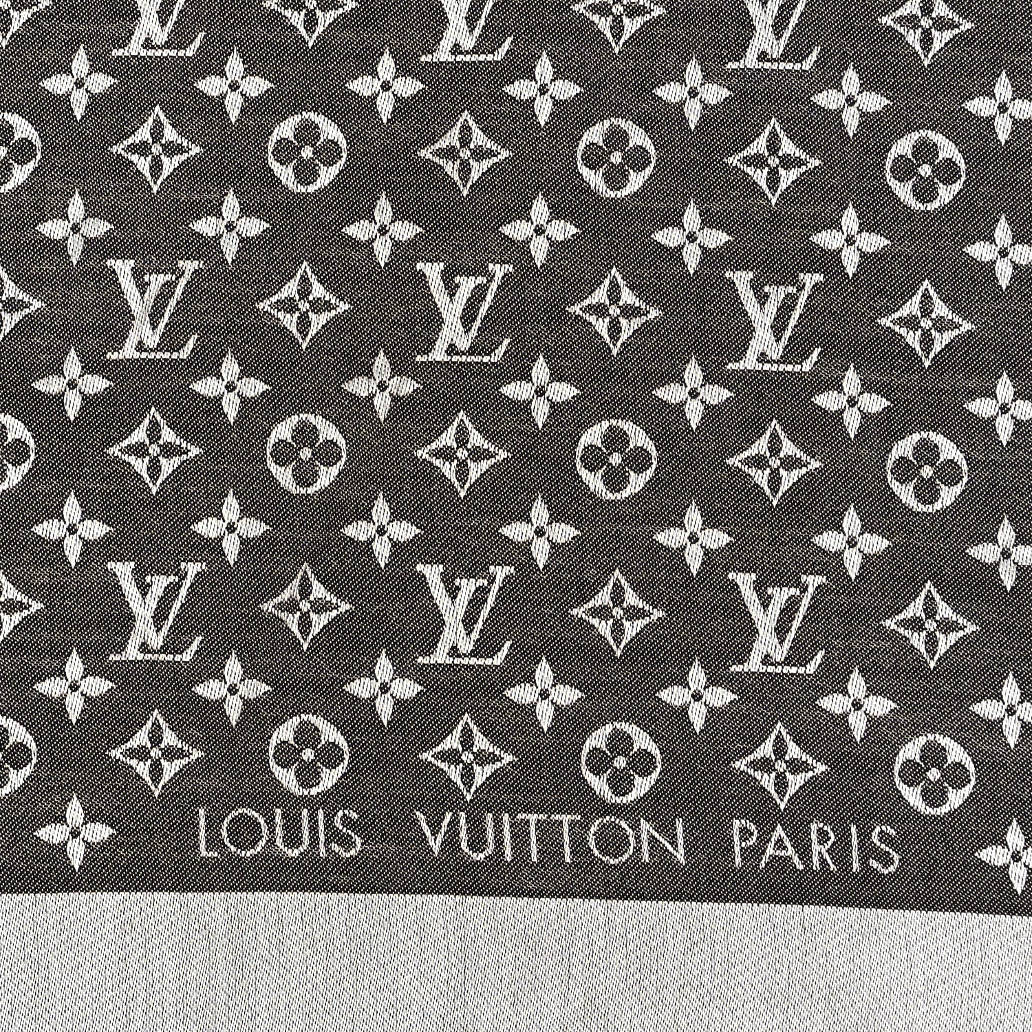 Louis Vuitton Silk Wool Monogram Denim Shawl Black 2 of 3