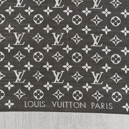 Louis Vuitton Silk Wool Monogram Denim Shawl Black 2 of 3