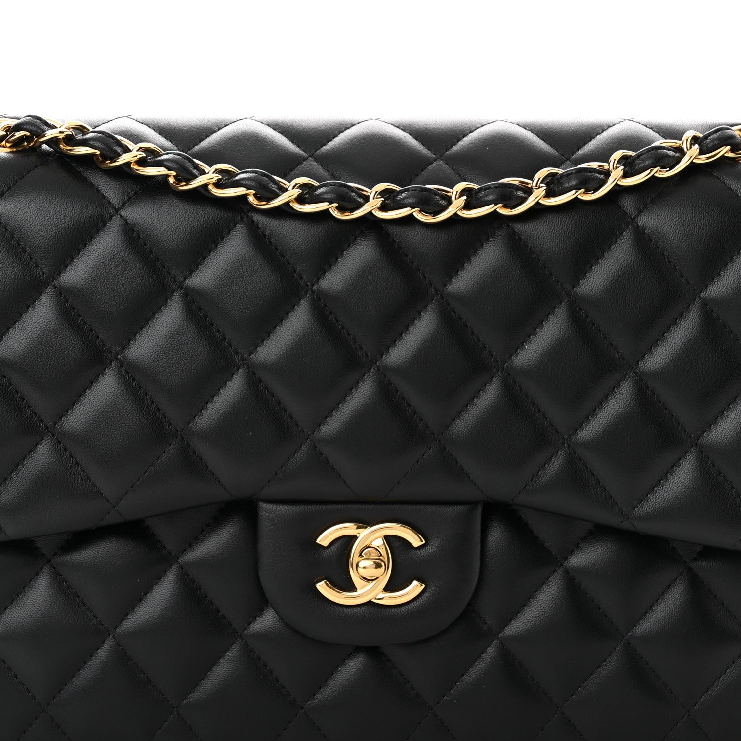 Chanel Lambskin Quilted Jumbo Double Flap Black 7 of 10