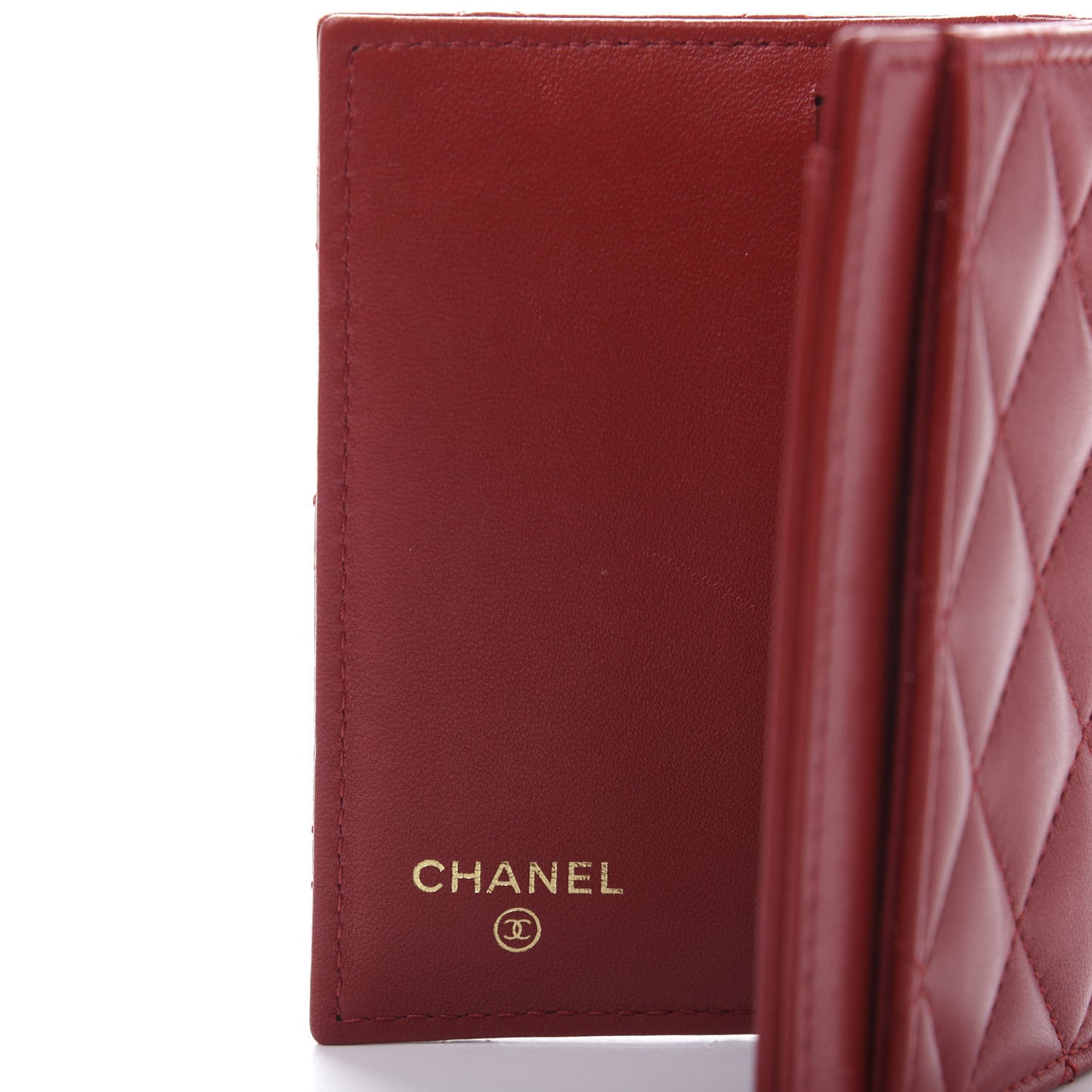 Lambskin Quilted Card Holder Wallet Red